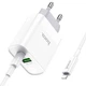 Зарядний пристрій HOCO C80A 1USB/1Type-C, QC/PD, 18W,3A адаптер з Lightning кабелем швидкою зарядкою - зображення 1