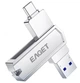 Флешка Брелок Поворотная Двосторонняя 1 Тб 2 в 1 USB 3.2 + OTG Type-C для ПК и телефона Eaget CF22 1Tb Silver - изображение 1