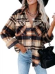 Жіноча фланельна куртка-сорочка Gnveub Oversized Flannel Shirt Jackets Color: Khaki M - зображення 1