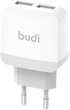 Зарядний пристрій Budi 2 x USB 5 V 2.4 A White (6971536923580) - зображення 1