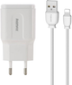 Ładowarka sieciowa Remax 2 x USB 2.4 A + kabel Lightning Biała (RP-U22 L White) - obraz 1