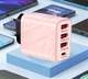 Зарядний пристрій Блок живлення для телефону AD67 40W Type-C USB 5V=2A Блок зарядки для Samsung, iPhone, Xiaomi, Redmi, Huawei, Realme Pink - зображення 3