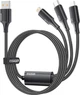 Кабель ESSAGER Simple 3 in 1 Micro+Type-c+Lightning 1.2 м 100W Black (EXCMTL-JJ01-P) - изображение 1
