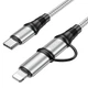 Кабель Lightning + USB Type-C > USB Type-C hoco X50 Exquisito PD 60W 1.0m Gray - зображення 2