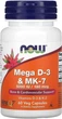 Вітамін Д3 К2 Now Foods Mega D-3 & MK-7 5000 МО 60 капс - зображення 1