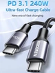 Кабель Rocoren 240W PD3.1 C - C RCPBTT2-RTOG 1 метр (в нейлоновой оплетке) - изображение 3