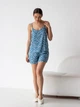 Пижама (майка + шорты) женская больших размеров из вискозы BARWA garments 0340/313 XL Белый цветок на синем (2113403134048) - изображение 3