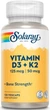 Витамин Д + Витамин К Solaray Vitamin D3+K2 (soy free) 120 капс - изображение 1