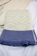Полотенце льняное банное Узор 130х65 бежево-синий - изображение 4
