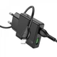 Мережевий зарядний пристрій Hoco N38 20 Вт PD QC3.0 USB-C/USB-A/Lightning з кабелем USB-C – Lightning 1 м чорний - зображення 3