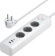 Мережевий фільтр Ugreen CD286 30W 3 AC Power Strip with Master Switch (2A1C) DE White (UGR-25357) - зображення 1
