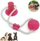 Іграшка для собак канат на присоску з м'ячем Dog Toy Rope рожевий - зображення 1