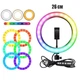 Кільцева світлодіодна лампа селфі 26см Ring Fill Light MJ-26 16 кольорів RGB Чорна - зображення 2