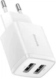 Зарядний пристрій Baseus Compact Charger 2USB 10.5W, білий, EU (CCXJ010202) - зображення 1