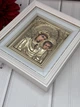 Ікони пара вінчальна Спаситель Казанська в дерев'яному білому кіоті під склом золото 25*22 см - зображення 3