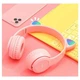 Детские беспроводные наушники светящиеся ушки кошки P47 Bluetooth 5.0 с микрофоном, розовые - изображение 3