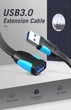 Кабель Vention 1.5м USB 3.0 Подовжувач 5 Гбіт/с USB-A папа на USB-A мама Плоский Адаптер Чорний (VAS-A13-B300) - зображення 2