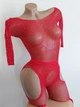 Комплект со стразами боди колготы эротическое сексуальное белье Sexy One Size красный (1-113 5-3) - изображение 4