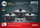 Набор посуды гранитное покрытие с силиконовими крышками (8 предметов) Higher kitchen НК 325 Черный - изображение 2