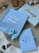 Іменний набір для святкування Дня народження Ковпачок Книга побажань з метрикою Бокс Конверт та Ножиці для першого локону Блакитний HeyBaby - изображение 3
