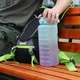 Спортивна пляшка для води та напоїв Gradient мотиваційна пляшка зі шкалою та соломинкою 2 л, блакитний з фіолетовим (86784042) - зображення 2
