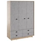 Шкаф распашной трехдверный с 4 выдвижными ящиками 1500x2100x500 Дуб аппалачи/Бетон тефра (mk-6-ap-bf) - изображение 1