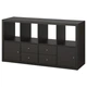 Стелаж з 4 вставками IKEA KALLAX 77х147 см чорно-коричневий (292.783.04) - изображение 1