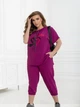 Літній костюм в стилі casual з подовженою футболкою і брюками-капрі ST-Style 62530 58-60 Фуксія - изображение 2