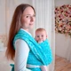 Слінг-шарф для дітей від народження жакардовий Розмір 6 (4,7 метра) бірюзовий Feathers - зображення 3