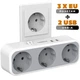 Мережевий фільтр розгалужувач трійник 3 євро розетки + 2 USB-A Tessan 3600W/16A Білий - зображення 1