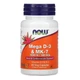 Вітаміни D3 та MK-7 Now Foods Mega D-3 & MK-7 180 mcg 5 000 IU для здоров'я кісток та судин 60 рослинних капсул - зображення 1