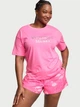 Пижама женская хлопок шорты+футболка Victoria's Secret 26810983 S Розовая - изображение 1
