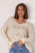 Вязаный женский пуловер с надписью Boheme цвет молочный размер ONE SIZE FL_001607 - изображение 1
