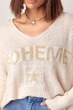 Вязаный женский пуловер с надписью Boheme цвет молочный размер ONE SIZE FL_001607 - изображение 4