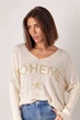 Вязаный женский пуловер с надписью Boheme цвет молочный размер ONE SIZE FL_001607 - изображение 5