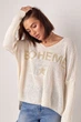 Вязаный женский пуловер с надписью Boheme цвет молочный размер ONE SIZE FL_001607 - изображение 8