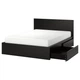 Ліжко з 2 ящиками IKEA MALM 140х200 см чорно-коричневе (191.762.59) - изображение 1