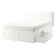 Ліжко з ящиками IKEA BRIMNES 140х200 см біле (590.991.36) - зображення 1