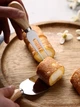 Менажница деревянная для подачи блюд закусок сырной нарезки овощей сервировочная доска для сыра с ножами для еды и снеков к вину и пиву круглая деревянная тарелка с поворотным основанием (CK-006) - изображение 8