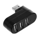 Мини-хаб USB 2.0 с 3 портами USB-A, переходник с поворотным штекером и функцией OTG, черный (87076720) - изображение 1