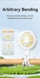 Вентилятор портативный USAMS Baby Stroller Fan ZB289 |4W; 3 speed; 360 degree fold; Night Ligh; 2000mAh| White - изображение 7