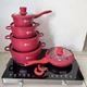 Набор кастрюль с гранитным антипригарным покрытием Higher Kitchen НК-316 из 12 предметов Красный - изображение 1
