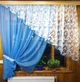 Занавеска кухонная готовая короткая Анжелика васильковый левая 400*170 см - изображение 1