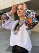 Борщівська вишиванка жіноча "Талана" біла блуза квіткова на домотканому полотні 7413-52 (XL) - зображення 7