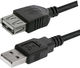 Кабель Logo 2.0 USB Type-A - USB Type-A M/F 1.8 м Чорний (8590274170582) - зображення 1