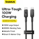 Кабель Type-C на Type-C з підсвіткою Baseus Unbreakable Aramid Series Fast Charging (2м, 100W, 5A). Black - зображення 6