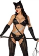 Эротический костюм кошечки-госпожи Leg Avenue Mistress Kitty (перчатки, комбинезон, маска) Черный L - изображение 3