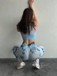 Спортивные женские леггинсы Marble с эффектом пуш-ап для фитнеса и йоги Мраморные Бесшовные Тай-дай L Голубые с синим (1719/1L) - изображение 7