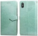 Чохол Vintage для IPhone X книжка з візерунком шкіра PU бірюзовий Без бренду - зображення 1