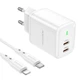 Адаптер сетевой BOROFONE Type-C to Lightning cable Reacher dual port charger set BN9 |2Type-C, 35W/3A, PD/QC| - изображение 4